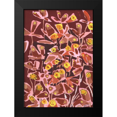 Brown Retro Butterflies Black Modern Wood Framed Art Print by Zwara, Ania