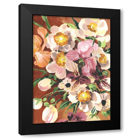 Brown Orchids Black Modern Wood Framed Art Print by Zwara, Ania
