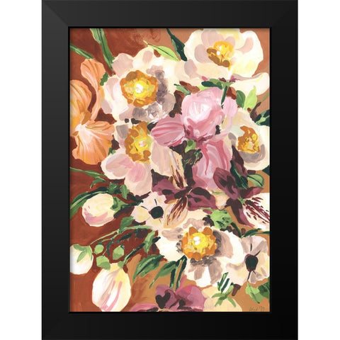 Brown Orchids Black Modern Wood Framed Art Print by Zwara, Ania