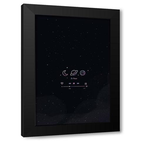 Neon Galaxy Black Modern Wood Framed Art Print by Thai, Xuan