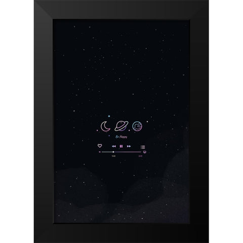 Neon Galaxy Black Modern Wood Framed Art Print by Thai, Xuan