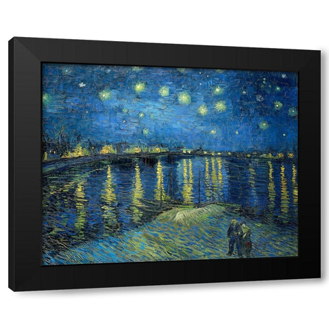 The Starry Night Over The Rhone Black Modern Wood Framed Art Print by Pictufy