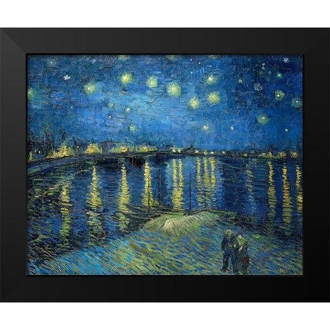 The Starry Night Over The Rhone Black Modern Wood Framed Art Print by Pictufy