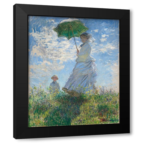 Women With Parasol Black Modern Wood Framed Art Print with Double Matting by Pictufy
