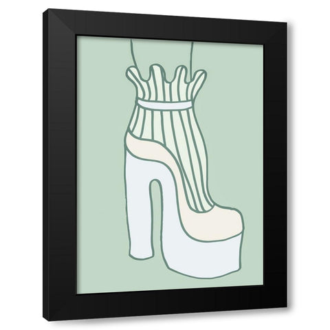 Shoe Green Black Modern Wood Framed Art Print with Double Matting by Pictufy Studio