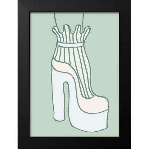 Shoe Green Black Modern Wood Framed Art Print by Pictufy Studio