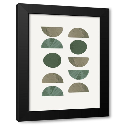 Collage Green Black Modern Wood Framed Art Print with Double Matting by Pictufy Studio