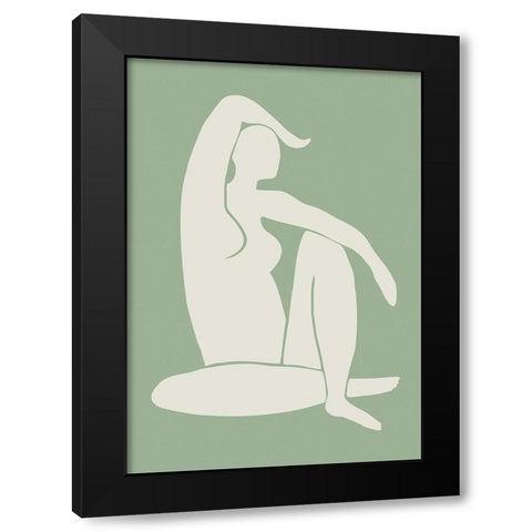 Figure Matisse Style Green Black Modern Wood Framed Art Print with Double Matting by Pictufy Studio II
