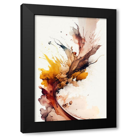Autumnal Abstract Black Modern Wood Framed Art Print with Double Matting by Mauro