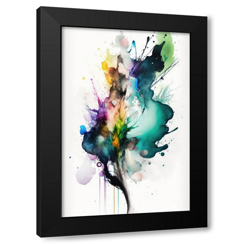 Fluid Abstraction Black Modern Wood Framed Art Print by Mauro