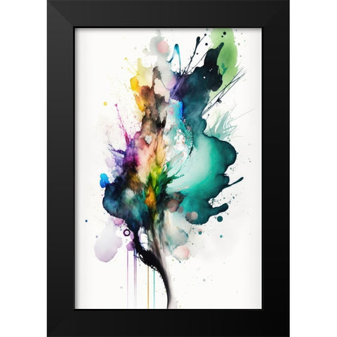 Fluid Abstraction Black Modern Wood Framed Art Print by Mauro