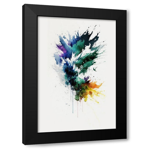 Colorful Splash Black Modern Wood Framed Art Print by Mauro