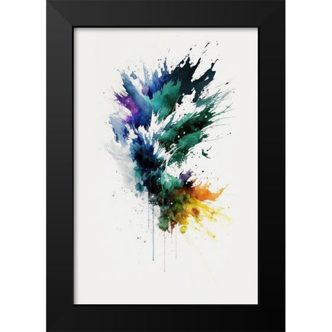 Colorful Splash Black Modern Wood Framed Art Print by Mauro
