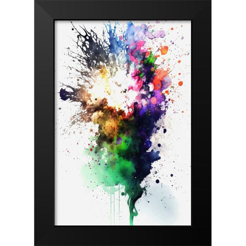 Celestial fireworks Black Modern Wood Framed Art Print by Mauro