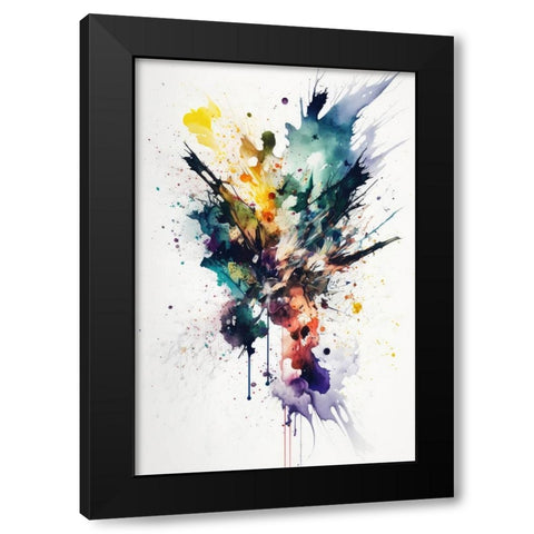 Color Explosion Black Modern Wood Framed Art Print by Mauro