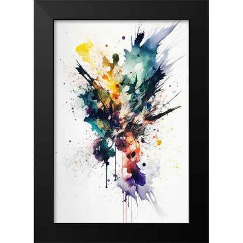 Color Explosion Black Modern Wood Framed Art Print by Mauro