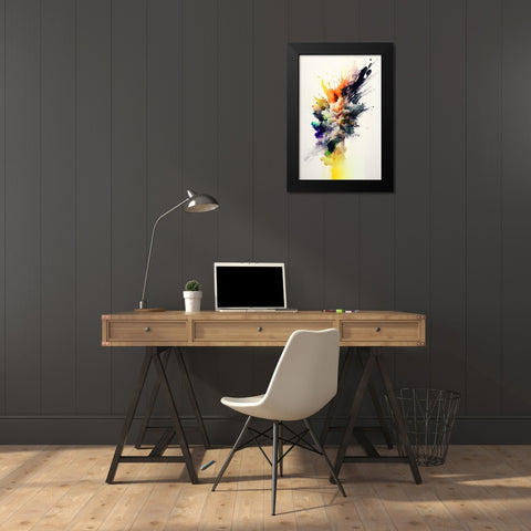 Colorful Explosion Black Modern Wood Framed Art Print by Mauro