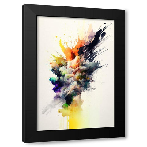 Colorful Explosion Black Modern Wood Framed Art Print by Mauro