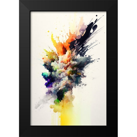 Colorful Explosion Black Modern Wood Framed Art Print by Mauro