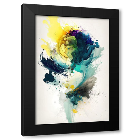 Green Vortex Black Modern Wood Framed Art Print by Mauro