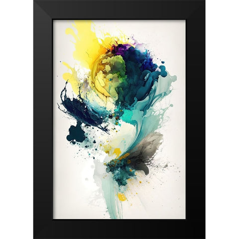 Green Vortex Black Modern Wood Framed Art Print by Mauro