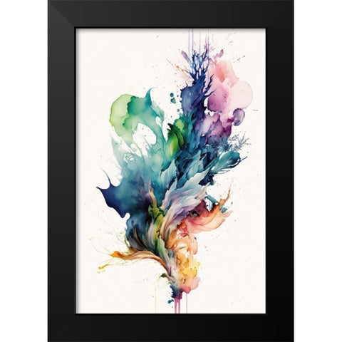 Leafy Whirlwind Black Modern Wood Framed Art Print by Mauro