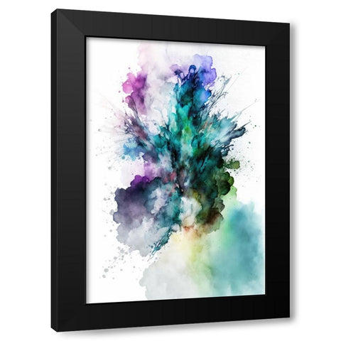 Green Smoke Splash Black Modern Wood Framed Art Print with Double Matting by Mauro