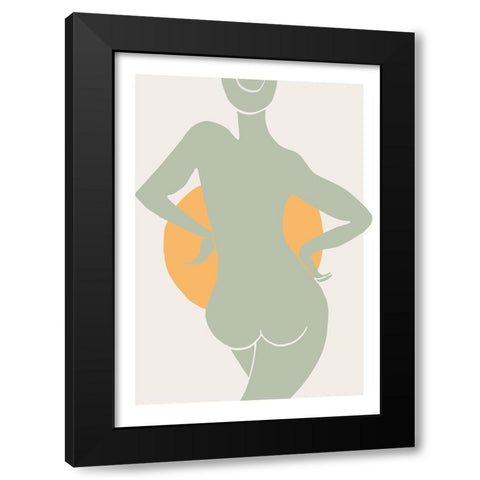 Green Woman Black Modern Wood Framed Art Print with Double Matting by Pictufy Studio II