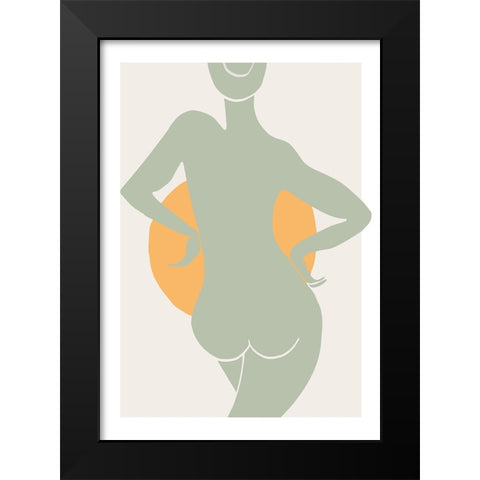 Green Woman Black Modern Wood Framed Art Print by Pictufy Studio II