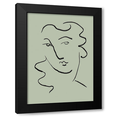 Looking Green Black Modern Wood Framed Art Print with Double Matting by Pictufy Studio II