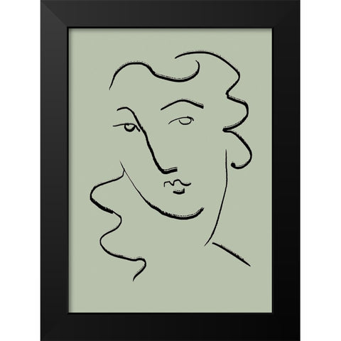 Looking Green Black Modern Wood Framed Art Print by Pictufy Studio II