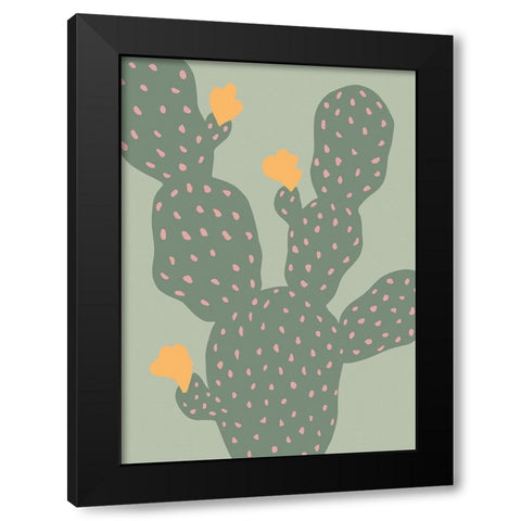 Cactus Green Black Modern Wood Framed Art Print with Double Matting by Pictufy Studio