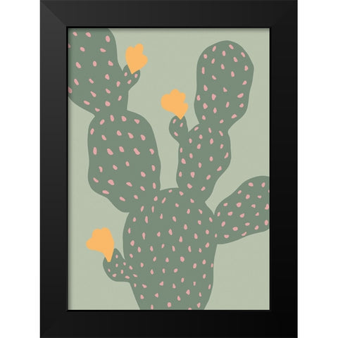 Cactus Green Black Modern Wood Framed Art Print by Pictufy Studio