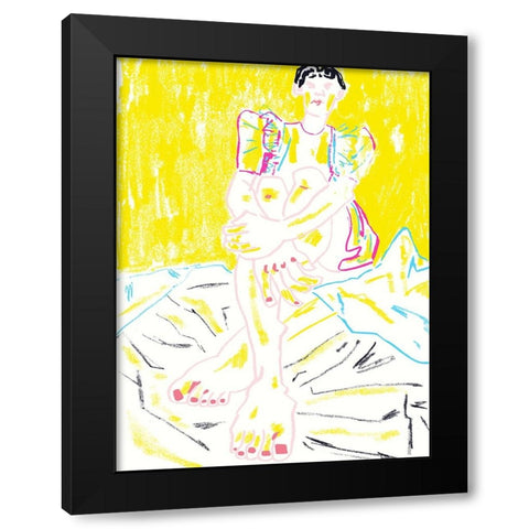 The Girl In The Yellow Dress Black Modern Wood Framed Art Print with Double Matting by Gulina, Francesco