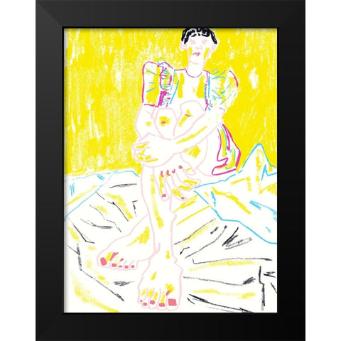 The Girl In The Yellow Dress Black Modern Wood Framed Art Print by Gulina, Francesco