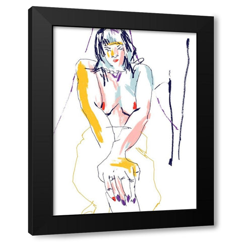 Woman With Crossed Hands Black Modern Wood Framed Art Print with Double Matting by Gulina, Francesco