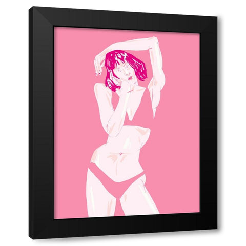 Young Girl In Underwear Pink Black Modern Wood Framed Art Print with Double Matting by Gulina, Francesco