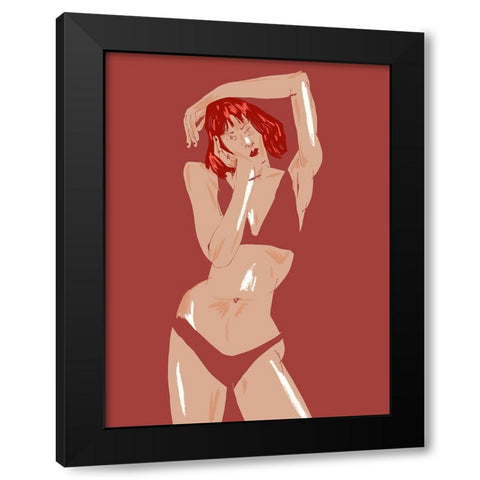 Young Girl In Underwear Black Modern Wood Framed Art Print with Double Matting by Gulina, Francesco