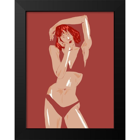 Young Girl In Underwear Black Modern Wood Framed Art Print by Gulina, Francesco