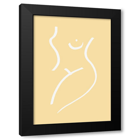 Nude Yellow Black Modern Wood Framed Art Print with Double Matting by Pictufy Studio