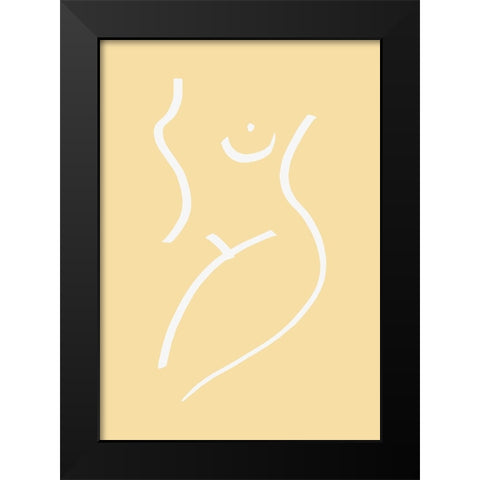 Nude Yellow Black Modern Wood Framed Art Print by Pictufy Studio