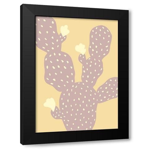 Cactus Yellow Black Modern Wood Framed Art Print by Pictufy Studio