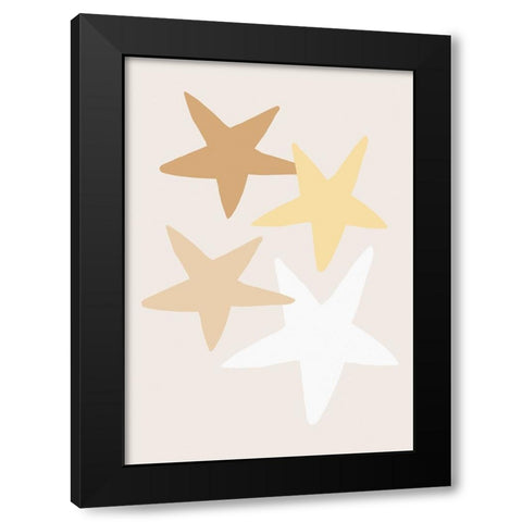Stars Yellow Black Modern Wood Framed Art Print by Pictufy Studio