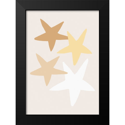 Stars Yellow Black Modern Wood Framed Art Print by Pictufy Studio
