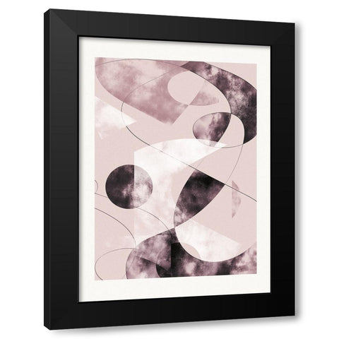 Shapes Shatters Red Black Modern Wood Framed Art Print with Double Matting by Pictufy Studio II