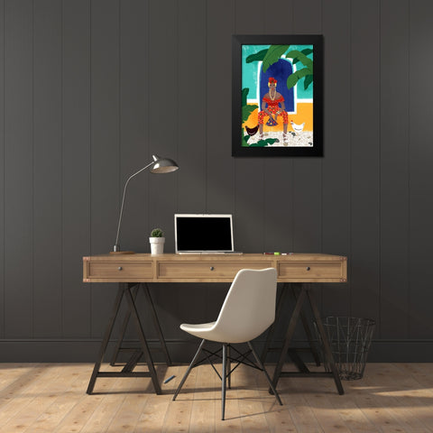Femm au cigare Black Modern Wood Framed Art Print by Tomljanovic, Maja