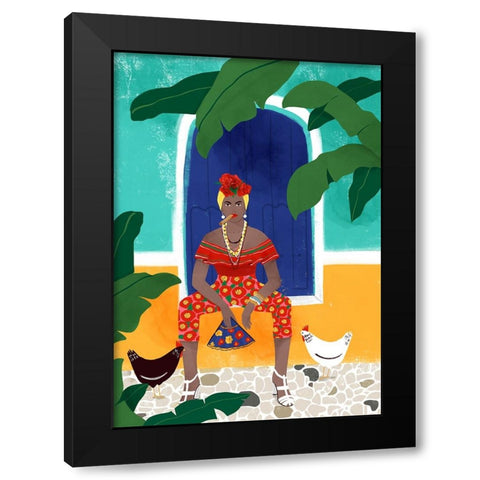 Femm au cigare Black Modern Wood Framed Art Print with Double Matting by Tomljanovic, Maja