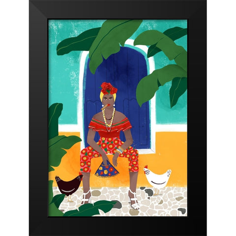 Femm au cigare Black Modern Wood Framed Art Print by Tomljanovic, Maja