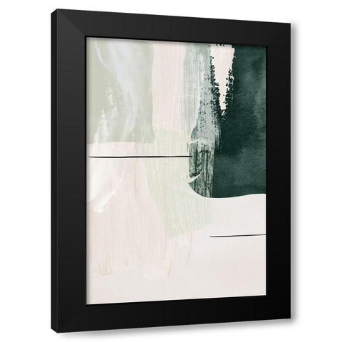 Abstract Shapes in Green-2 Black Modern Wood Framed Art Print with Double Matting by Moss, Sally Ann