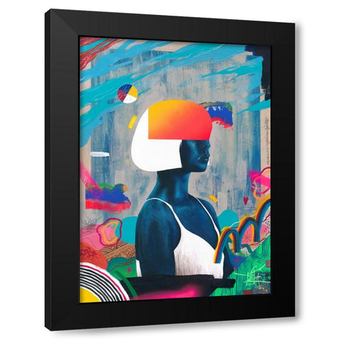 Blue Girl Black Modern Wood Framed Art Print with Double Matting by Famous When Dead